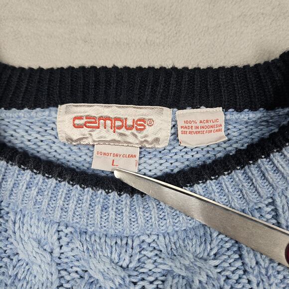 Vintage Campus Sweater Mens Large Ombre Grandpacore Preppy Beachy 90s Acrylic - Picture 3 of 7